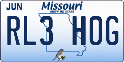 MO license plate RL3H0G
