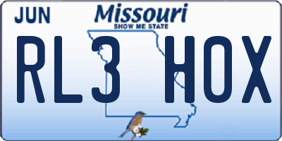MO license plate RL3H0X