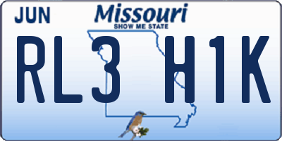 MO license plate RL3H1K