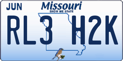 MO license plate RL3H2K