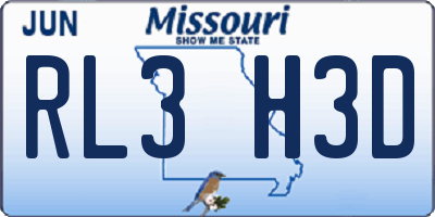 MO license plate RL3H3D