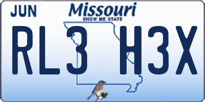 MO license plate RL3H3X