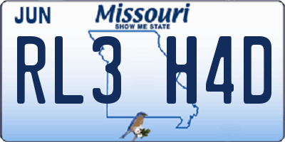 MO license plate RL3H4D