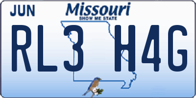 MO license plate RL3H4G