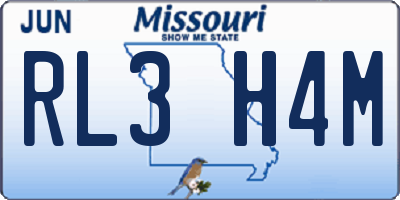 MO license plate RL3H4M