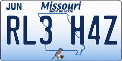 MO license plate RL3H4Z