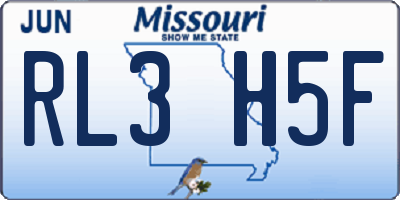MO license plate RL3H5F