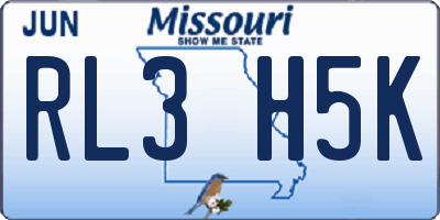 MO license plate RL3H5K