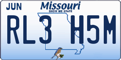 MO license plate RL3H5M