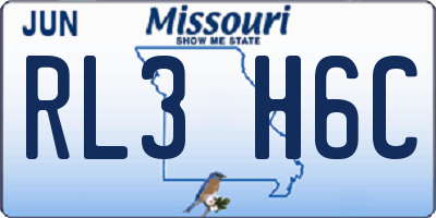 MO license plate RL3H6C