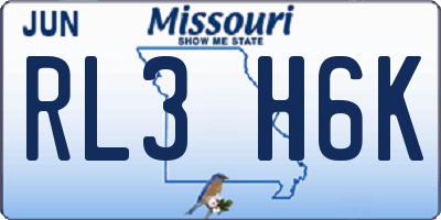 MO license plate RL3H6K