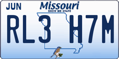 MO license plate RL3H7M