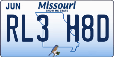 MO license plate RL3H8D