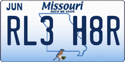 MO license plate RL3H8R