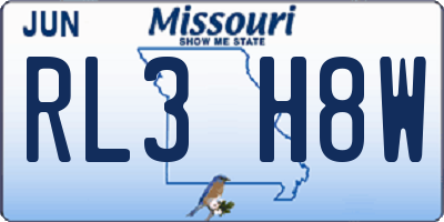 MO license plate RL3H8W