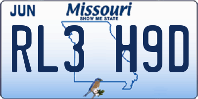 MO license plate RL3H9D