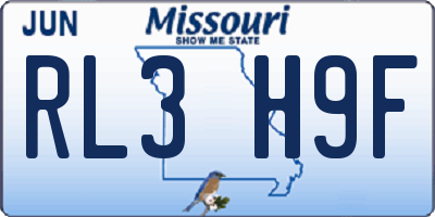 MO license plate RL3H9F