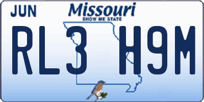 MO license plate RL3H9M