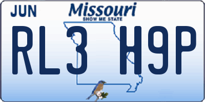 MO license plate RL3H9P