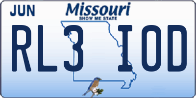 MO license plate RL3I0D