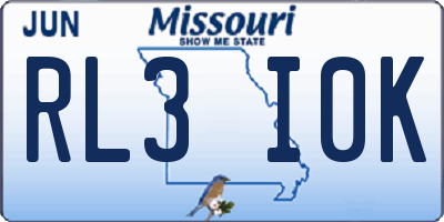 MO license plate RL3I0K