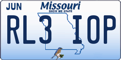 MO license plate RL3I0P
