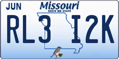 MO license plate RL3I2K