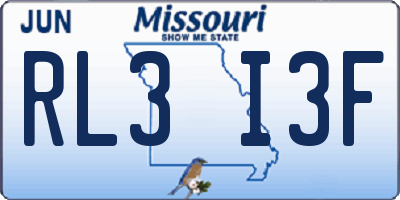 MO license plate RL3I3F