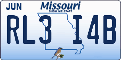MO license plate RL3I4B
