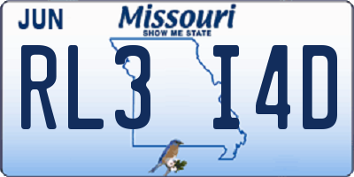 MO license plate RL3I4D