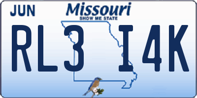 MO license plate RL3I4K