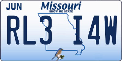 MO license plate RL3I4W