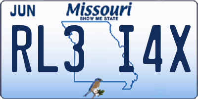 MO license plate RL3I4X