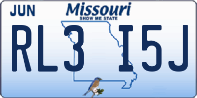 MO license plate RL3I5J