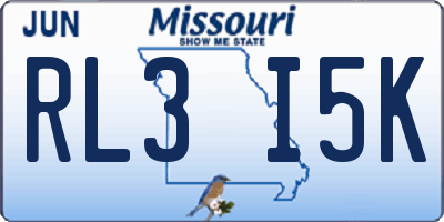 MO license plate RL3I5K