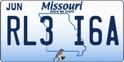 MO license plate RL3I6A