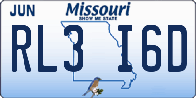 MO license plate RL3I6D
