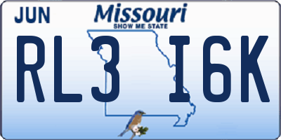 MO license plate RL3I6K
