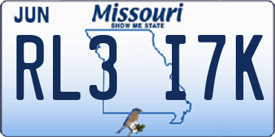 MO license plate RL3I7K