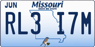 MO license plate RL3I7M