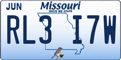 MO license plate RL3I7W
