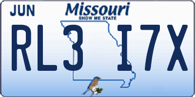 MO license plate RL3I7X