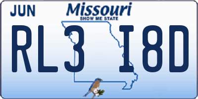 MO license plate RL3I8D