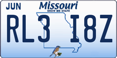MO license plate RL3I8Z