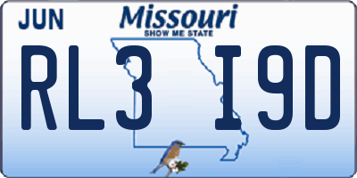 MO license plate RL3I9D