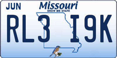 MO license plate RL3I9K