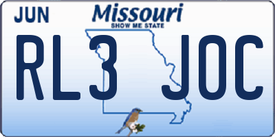 MO license plate RL3J0C