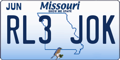 MO license plate RL3J0K