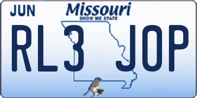 MO license plate RL3J0P