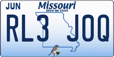 MO license plate RL3J0Q